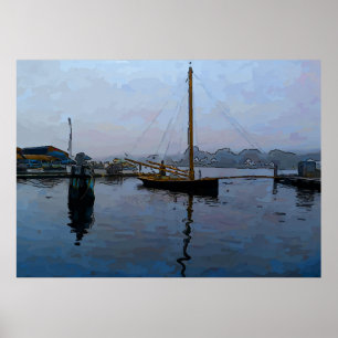 Póster Barco Naval En El Puerto