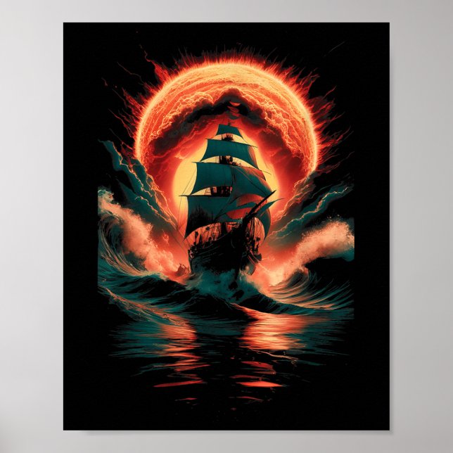 Póster Barco Navegando  (Frente)