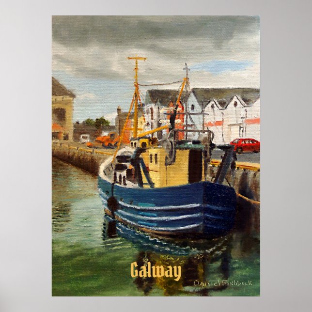 Póster Barco pesquero de Galway City Irlanda (Frente)