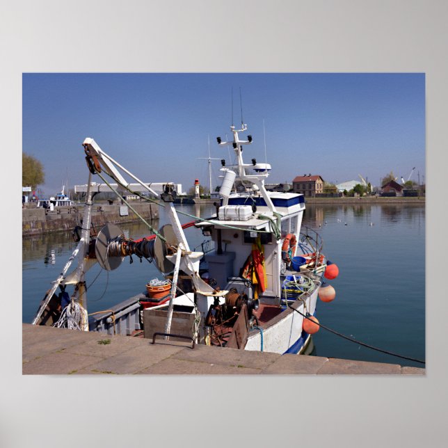 Póster Barco pesquero en el puerto de Honfleur, Francia (Frente)