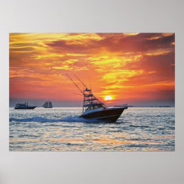 Póster Barco pesquero, en Key West, Florida, Sunset