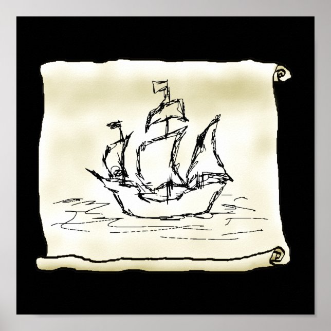 Póster Barco pirata. (Frente)