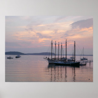 Póster Barco puerto en el amanecer II