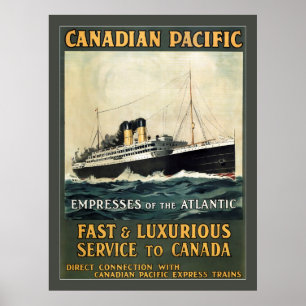 Póster BARCO que TRANSPORTÓ INMIGRANTES a CANADÁ c. 1930