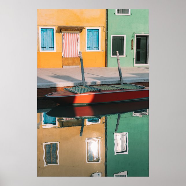 PÓSTER BARCO ROJO Y VERDE EN BARCO (Frente)