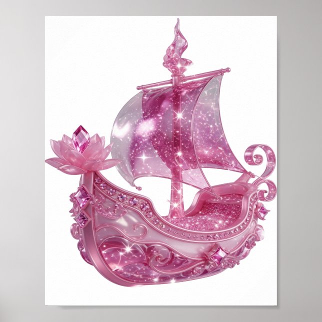 Póster Barco rosa brillante rosa chic (Frente)
