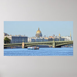 Póster Barco turístico, río Neva, San Petersburgo, Rusia