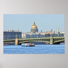 Póster Barco turístico, río Neva, San Petersburgo, Rusia