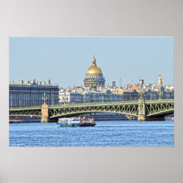 Póster Barco turístico, río Neva, San Petersburgo, Rusia