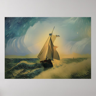 Póster Barco Van Gogh Sailor en el océano