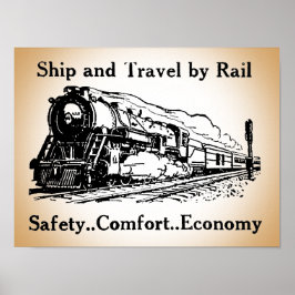 Póster Barco vintage y viaje en tren