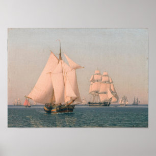 Póster Barcos a vela en una brisa suave