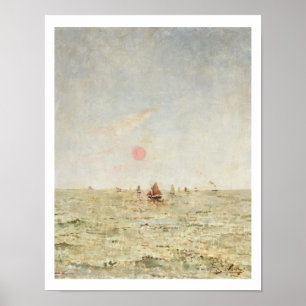 Póster Barcos al amanecer (aceite en el panel)