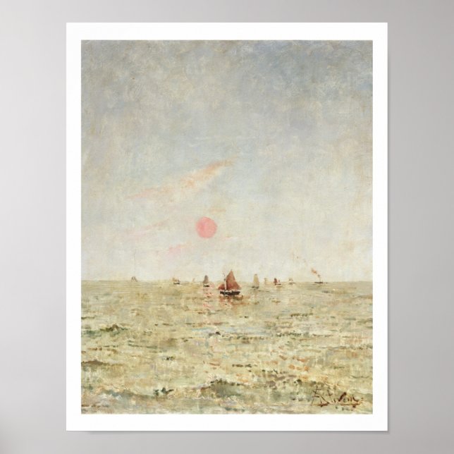 Póster Barcos al amanecer (aceite en el panel) (Frente)