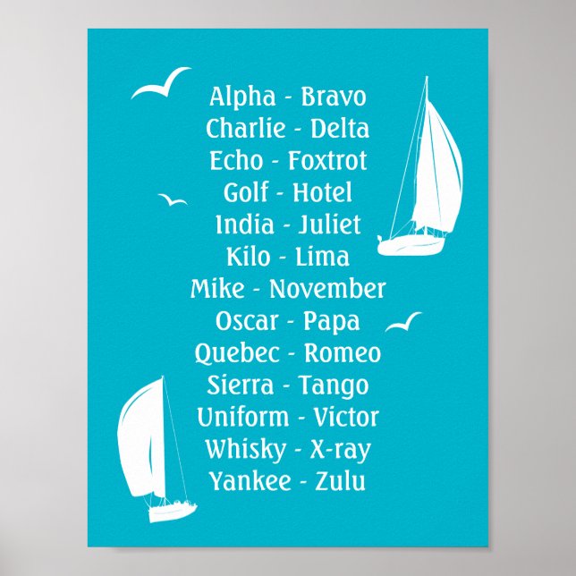 Póster Barcos Alphabet Fonéticos Internacionales (Frente)