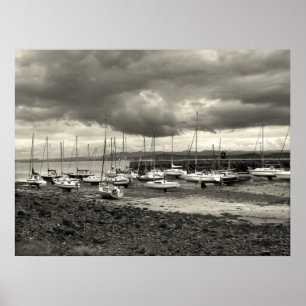 Póster Barcos, arenas negras, Escocia