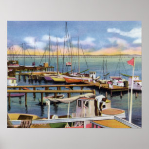 Póster Barcos de camarón Biloxi Mississippi