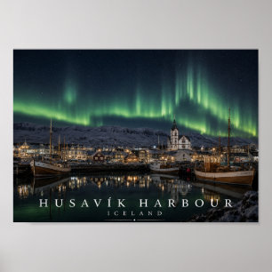 Póster Barcos de la Bahía de Húsavík Islandia A4