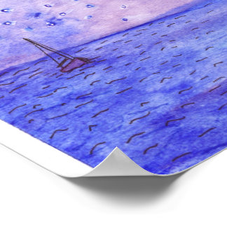 Póster Barcos de noche