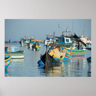Póster Barcos de pesca de Malta   Marsaxlokk En Malta