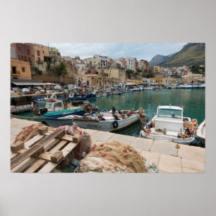 Póster Barcos de pesca en el puerto de Castellammare del 