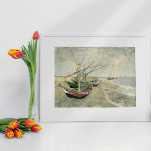 Póster Barcos de pesca en la playa de Vincent van Gogh