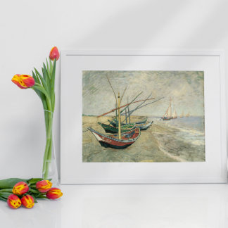 Póster Barcos de pesca en la playa de Vincent van Gogh