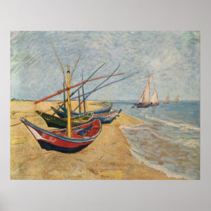 Póster Barcos de pesca en la playa en Saintes-Maries,