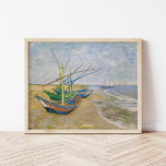 Póster Barcos de pesca | Vincent Van Gogh<br><div class="desc">Barcos de pesca en la playa de Saintes-Maries (1888) del artista holandés post-impresionista Vincent Van Gogh. El arte original es un óleo sobre una pintura marina de lona que representa varios barcos de pesca en la orilla del océano. Utilice las herramientas de diseño para agregar texto personalizado o personalizar la...</div>
