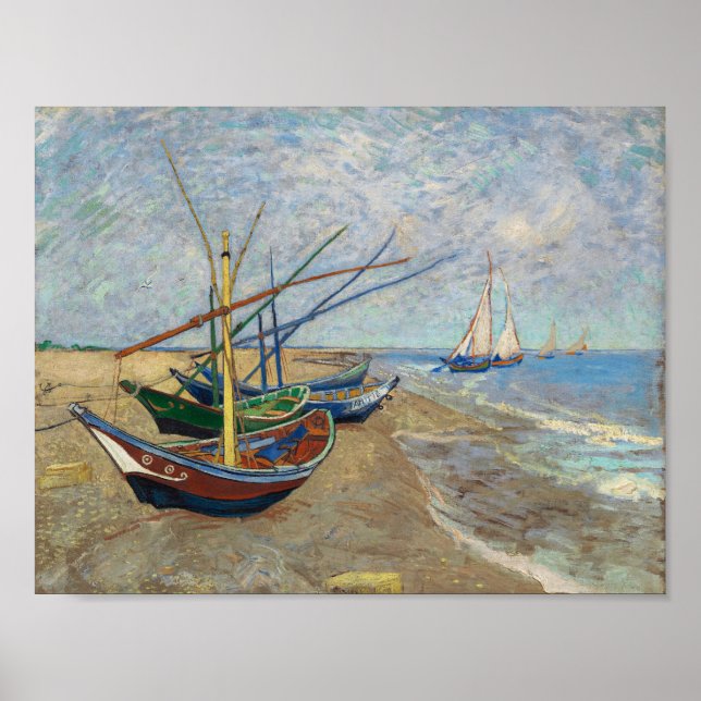 Póster Barcos de pesca - Vincent Van Gough 1888 (Frente)