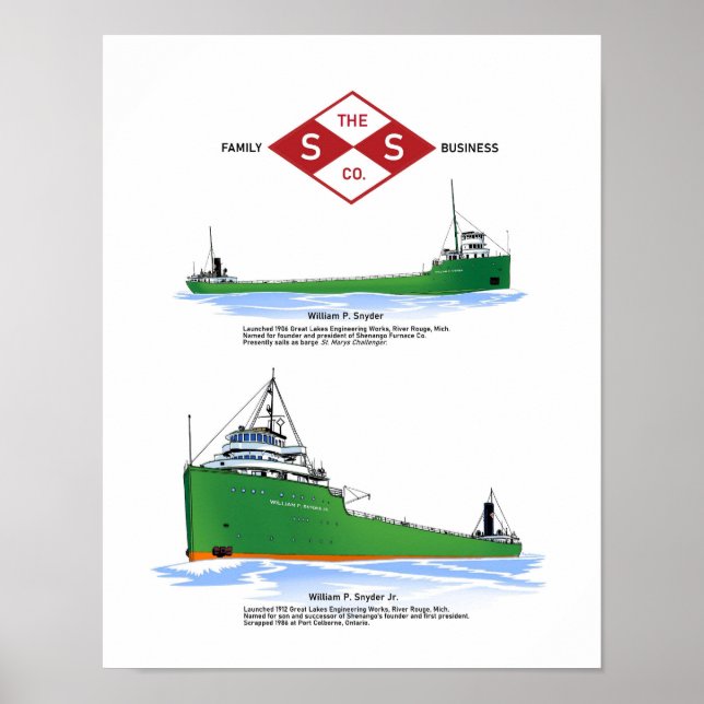 Póster Barcos de snyder e son de los Grandes Lagos (Frente)