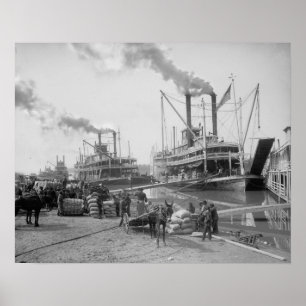 Póster Barcos de vapor en Vicksburg, 1910. Foto del