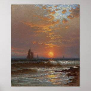 Póster Barcos de vela al atardecer