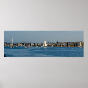 Póster Barcos de vela en el canal principal - Marina del