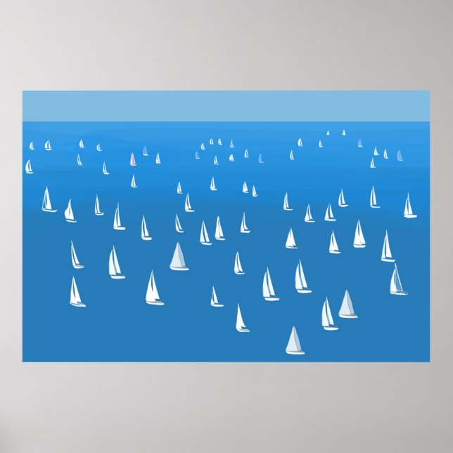 Póster Barcos de vela en el mar azul profundo - Regatta (Frente)
