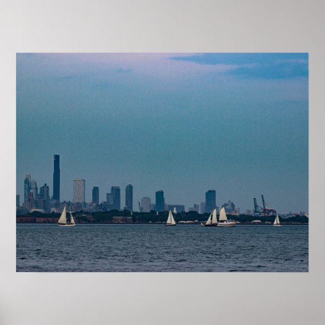Póster Barcos de vela en el Poster del agua (Frente)