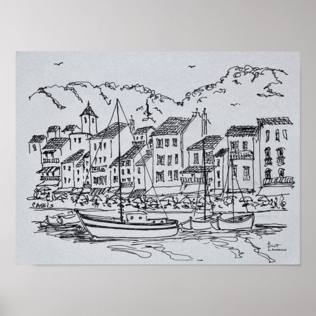 Póster Barcos de vela en el puerto | Cassis, Francia (Frente)