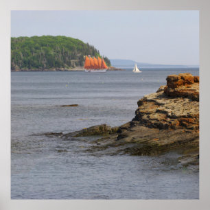 Póster Barcos de vela en la bahía de Frenchman, Maine en
