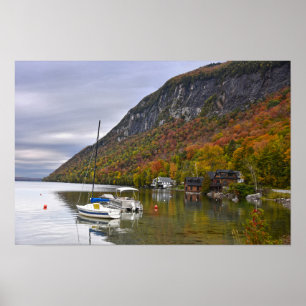 Póster Barcos de vela en reposo en el lago Willoughby, Ve