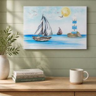 Póster Barcos de vela en un océano azul
