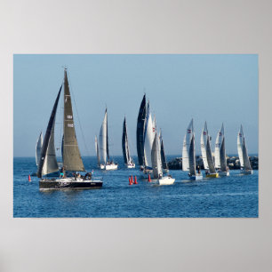 Póster Barcos De Vela Entrando Al Canal. Marina Del Rey, 