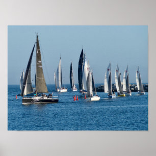 Póster Barcos De Vela Entrando Al Canal. Marina Del Rey, 