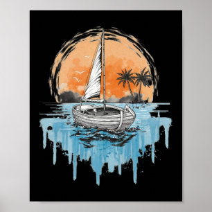 Póster Barcos de vela geniales en el agua abierta tema ná