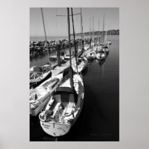 Barcos de vela Poster blanco y negro