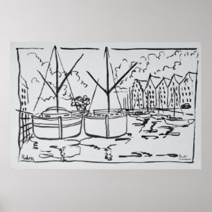 Póster Barcos de vela   Río La Vilaine, Redon, Bretaña