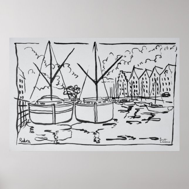 Póster Barcos de vela | Río La Vilaine, Redon, Bretaña (Frente)