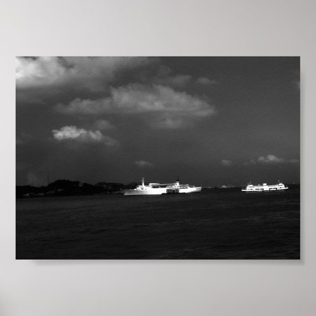 Póster Barcos de viajeros de la bahía de Hong Kong (Frente)