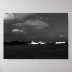 Póster Barcos de viajeros de la bahía de Hong Kong de Chi