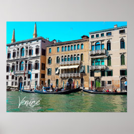 Póster Barcos del Gran Canal Gondola de Venecia