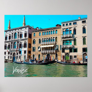 Póster Barcos del Gran Canal Gondola de Venecia